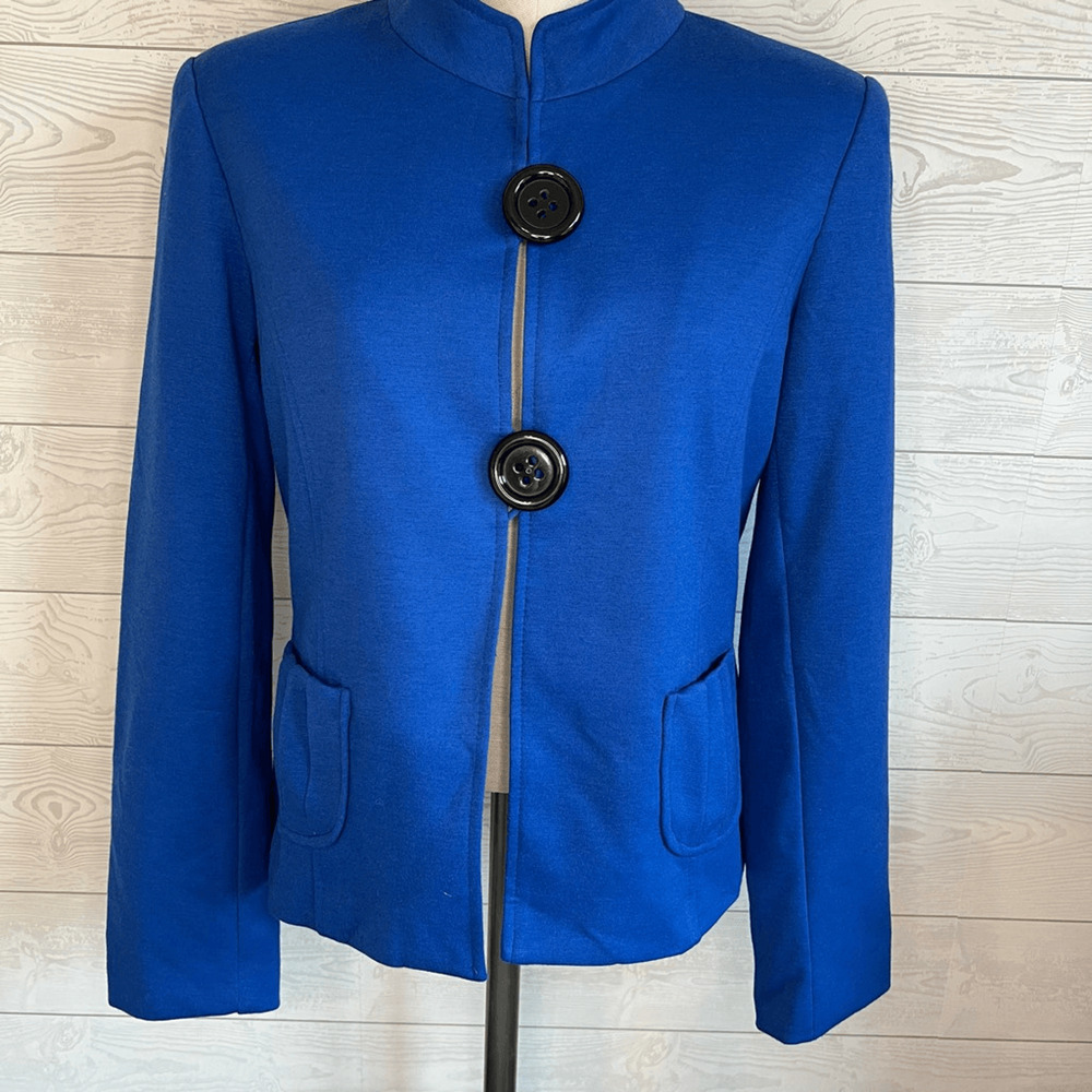 Harvé Benard Vintage 90s Cobalt Blue Cropped Blazer Jacket Size 8